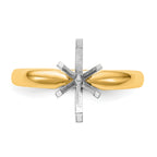14k Two-Tone 1/2 carat Medium-Weight Comfort-Fit 6-Prong Tulip-Head Marquise Solitaire Ring Mounting (No Stone Included)