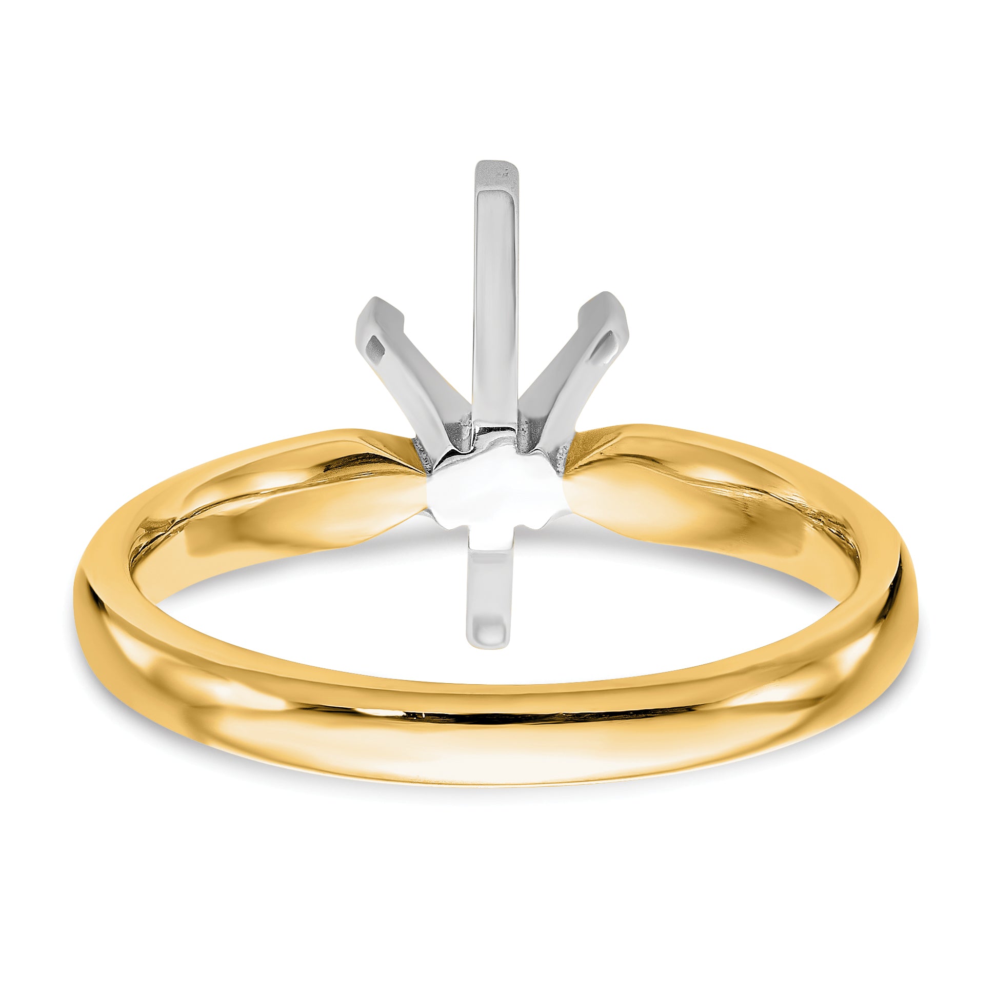 14k Two-Tone 1 carat Medium-Weight Comfort-Fit 6-Prong Tulip-Head Marquise Solitaire Ring Mounting (No Stone Included)