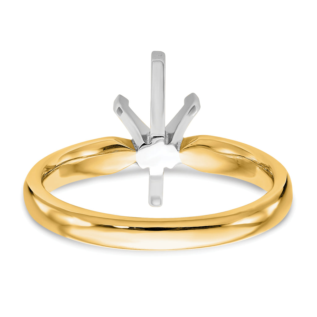 14k Two-Tone 1 carat Medium-Weight Comfort-Fit 6-Prong Tulip-Head Marquise Solitaire Ring Mounting (No Stone Included)