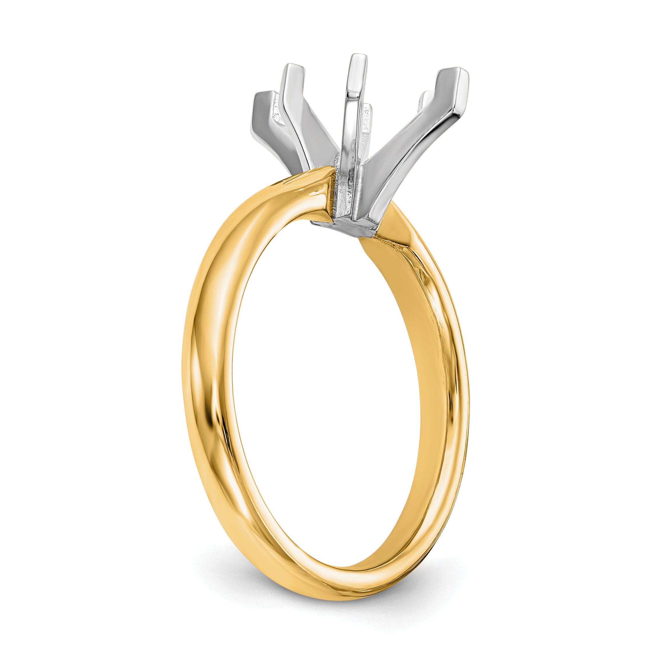 14k Two-Tone 1 carat Medium-Weight Comfort-Fit 6-Prong Tulip-Head Marquise Solitaire Ring Mounting (No Stone Included)