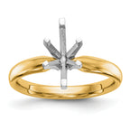 14k Two-Tone 1.5 carat Medium-Weight Comfort-Fit 6-Prong Tulip-Head Marquise Solitaire Ring Mounting (No Stone Included)