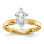 14k Two-Tone 1 carat Medium-Weight Comfort-Fit 6-Prong Tulip-Head Marquise Solitaire Ring Mounting (No Stone Included)