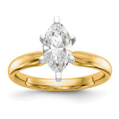 14k Two-Tone 1 carat Medium-Weight Comfort-Fit 6-Prong Tulip-Head Marquise Solitaire Ring Mounting (No Stone Included)