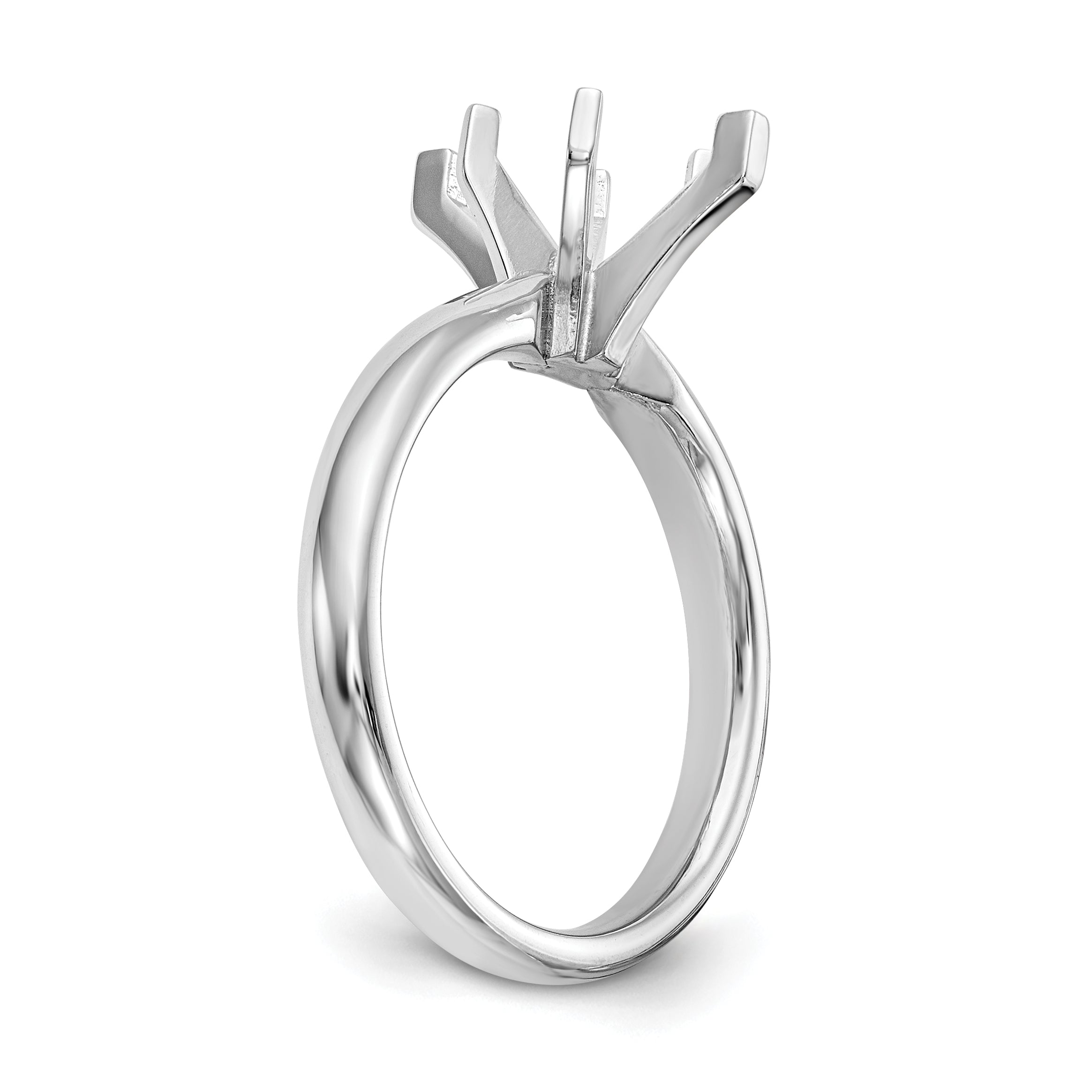 14k White Gold 1.5 carat Medium-Weight Comfort-Fit 6-Prong Tulip-Head Marquise Solitaire Ring Mounting (No Stone Included)