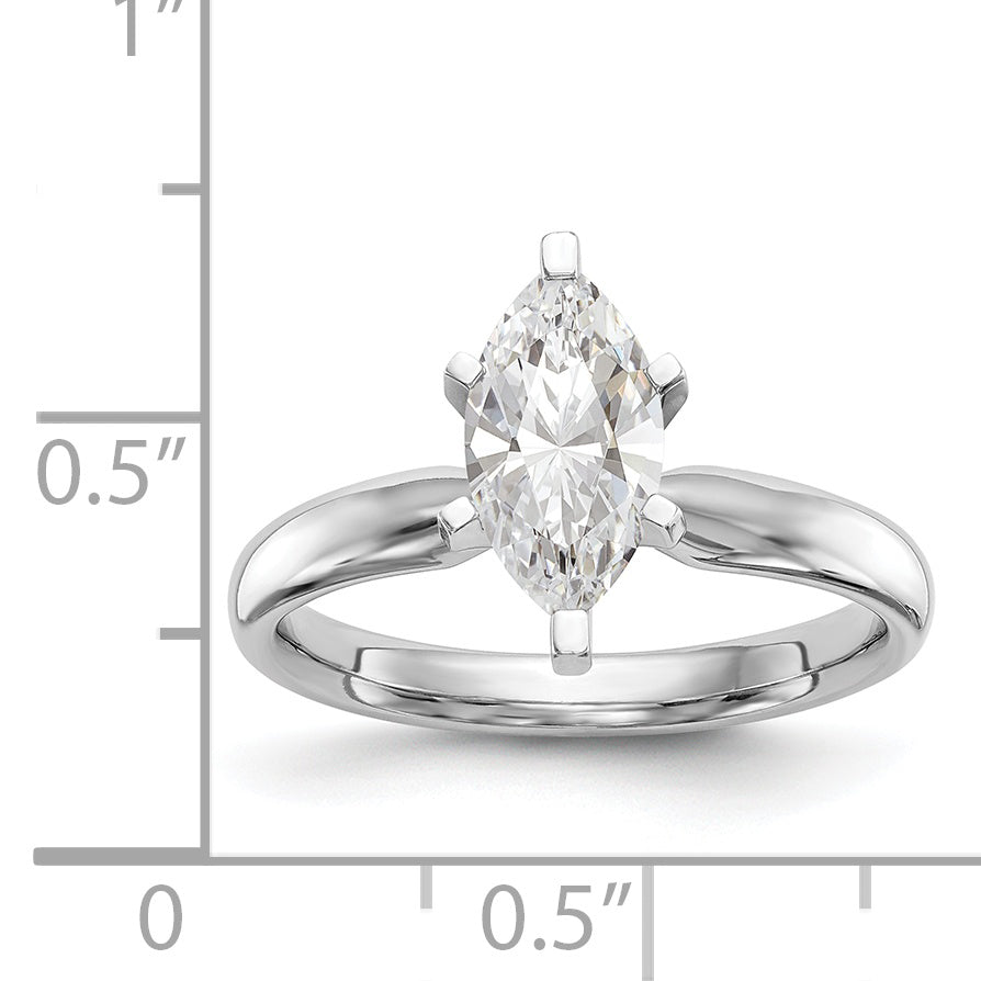 14k White Gold 1/2 carat Medium-Weight Comfort-Fit 6-Prong Tulip-Head Marquise Solitaire Ring Mounting (No Stone Included)