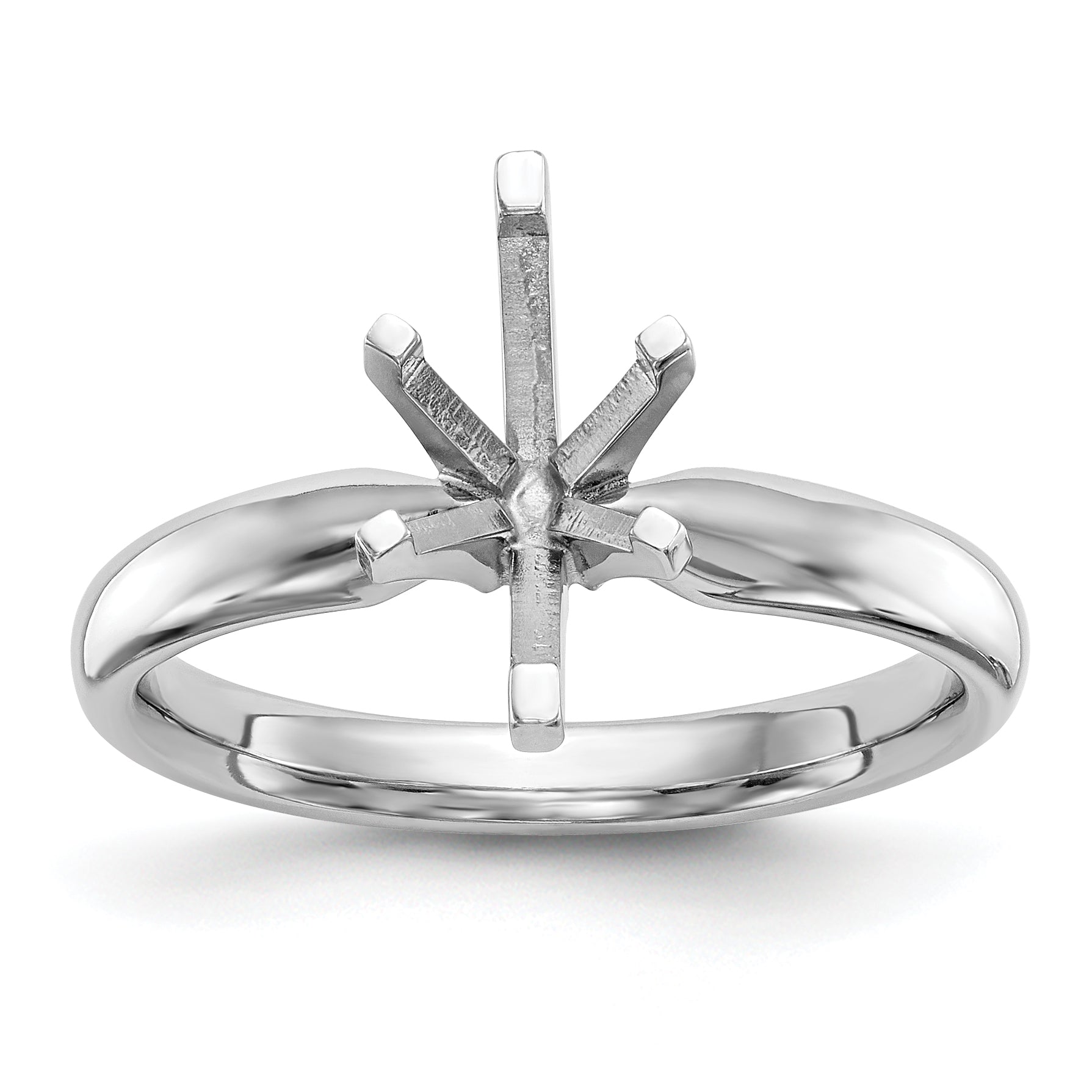 14k White Gold 1 carat Medium-Weight Comfort-Fit 6-Prong Tulip-Head Marquise Solitaire Ring Mounting (No Stone Included)