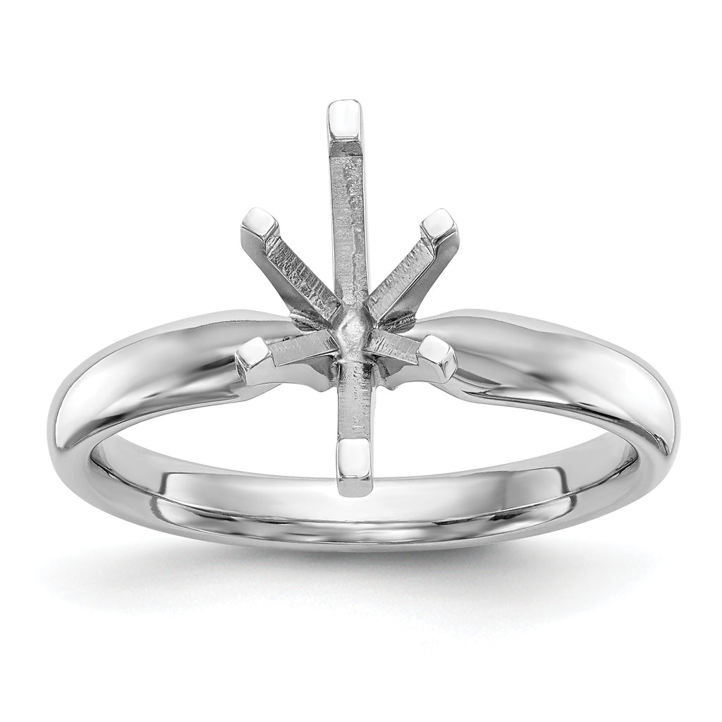 14k White Gold 1/2 carat Medium-Weight Comfort-Fit 6-Prong Tulip-Head Marquise Solitaire Ring Mounting (No Stone Included)