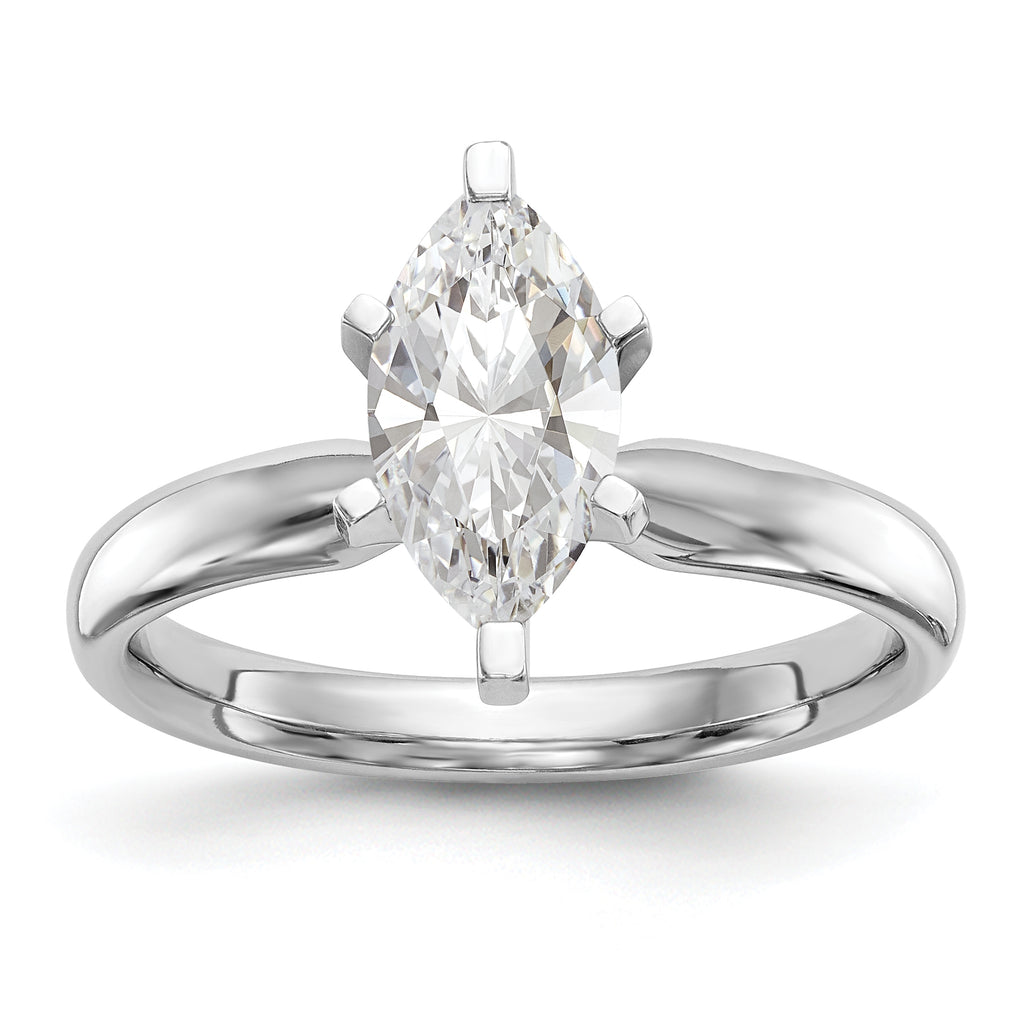 14k White Gold 1.5 carat Medium-Weight Comfort-Fit 6-Prong Tulip-Head Marquise Solitaire Ring Mounting (No Stone Included)