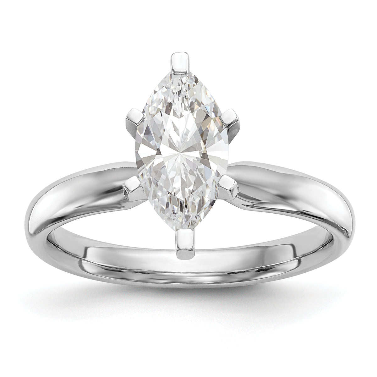 14k White Gold 1.5 carat Medium-Weight Comfort-Fit 6-Prong Tulip-Head Marquise Solitaire Ring Mounting (No Stone Included)