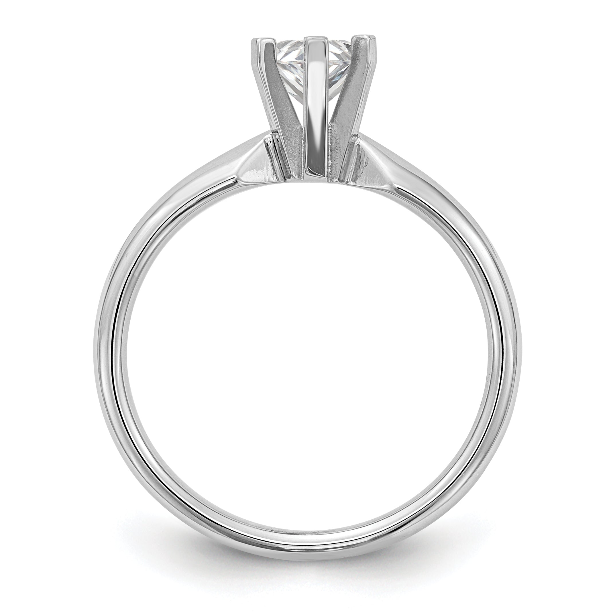 14k White Gold 2 carat Medium-Weight Comfort-Fit 6-Prong Tulip-Head Pear Solitaire Ring Mounting (No Stone Included)