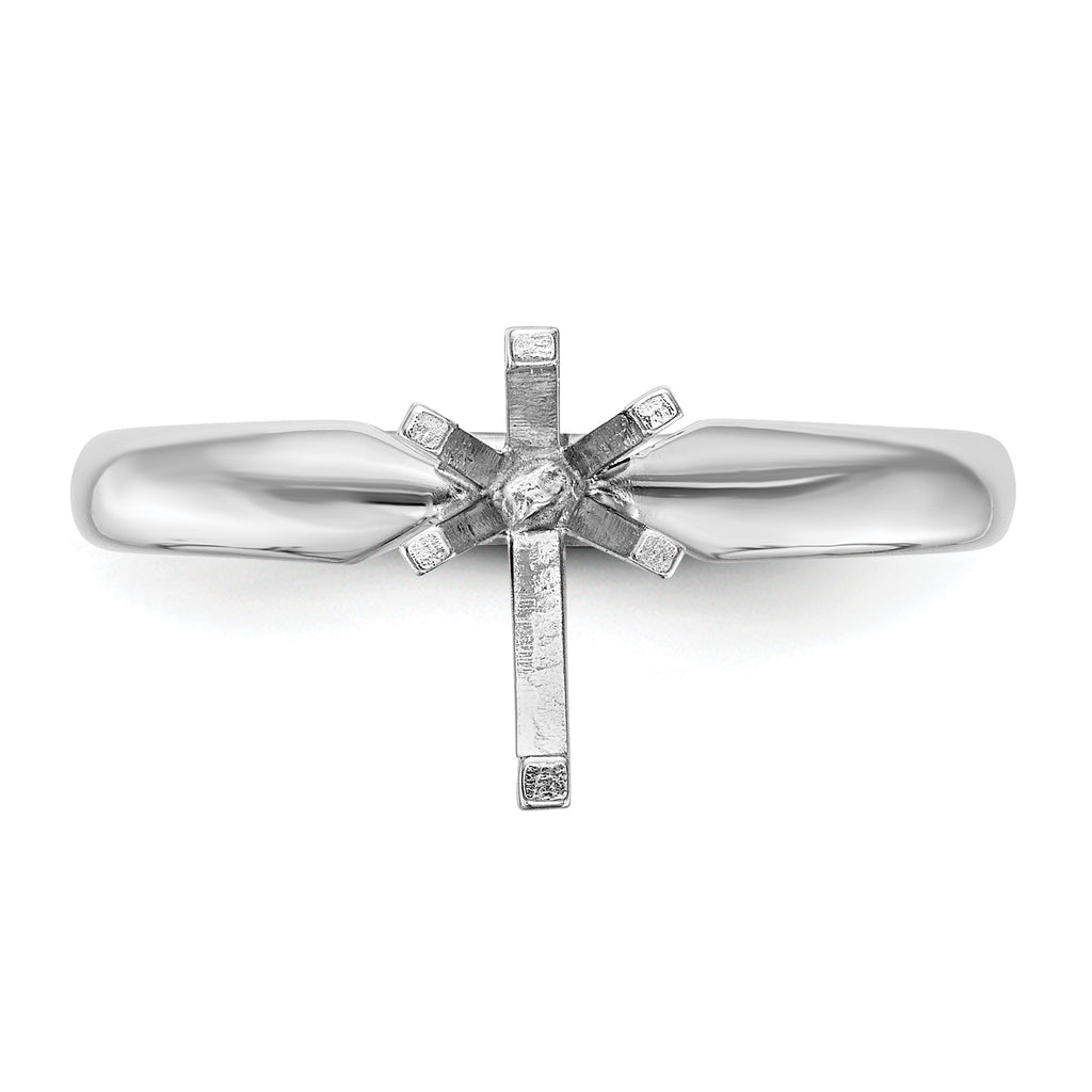 14k White Gold 3/4 carat Medium-Weight Comfort-Fit 6-Prong Tulip-Head Pear Solitaire Ring Mounting (No Stone Included)