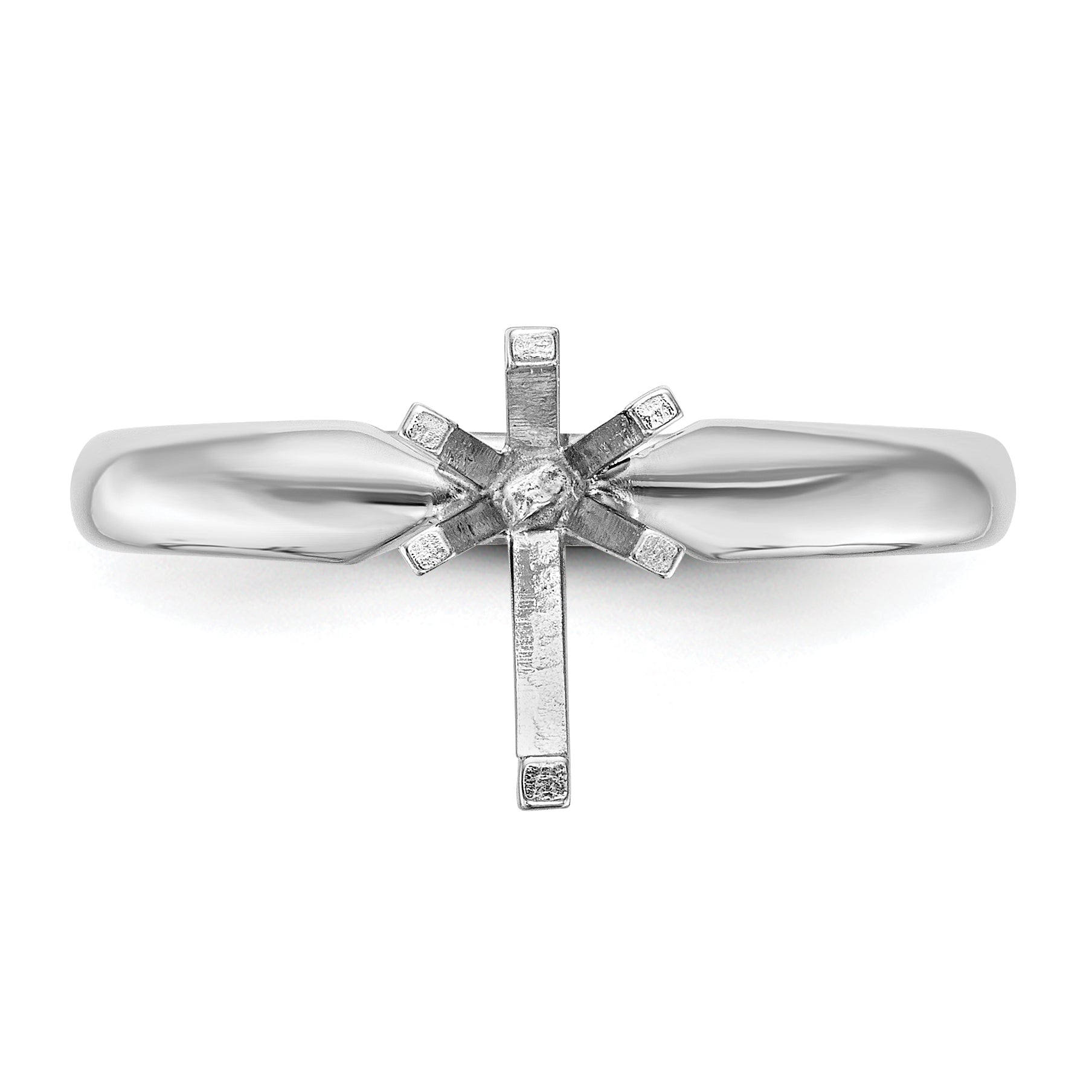 14k White Gold 3/4 carat Medium-Weight Comfort-Fit 6-Prong Tulip-Head Pear Solitaire Ring Mounting (No Stone Included)