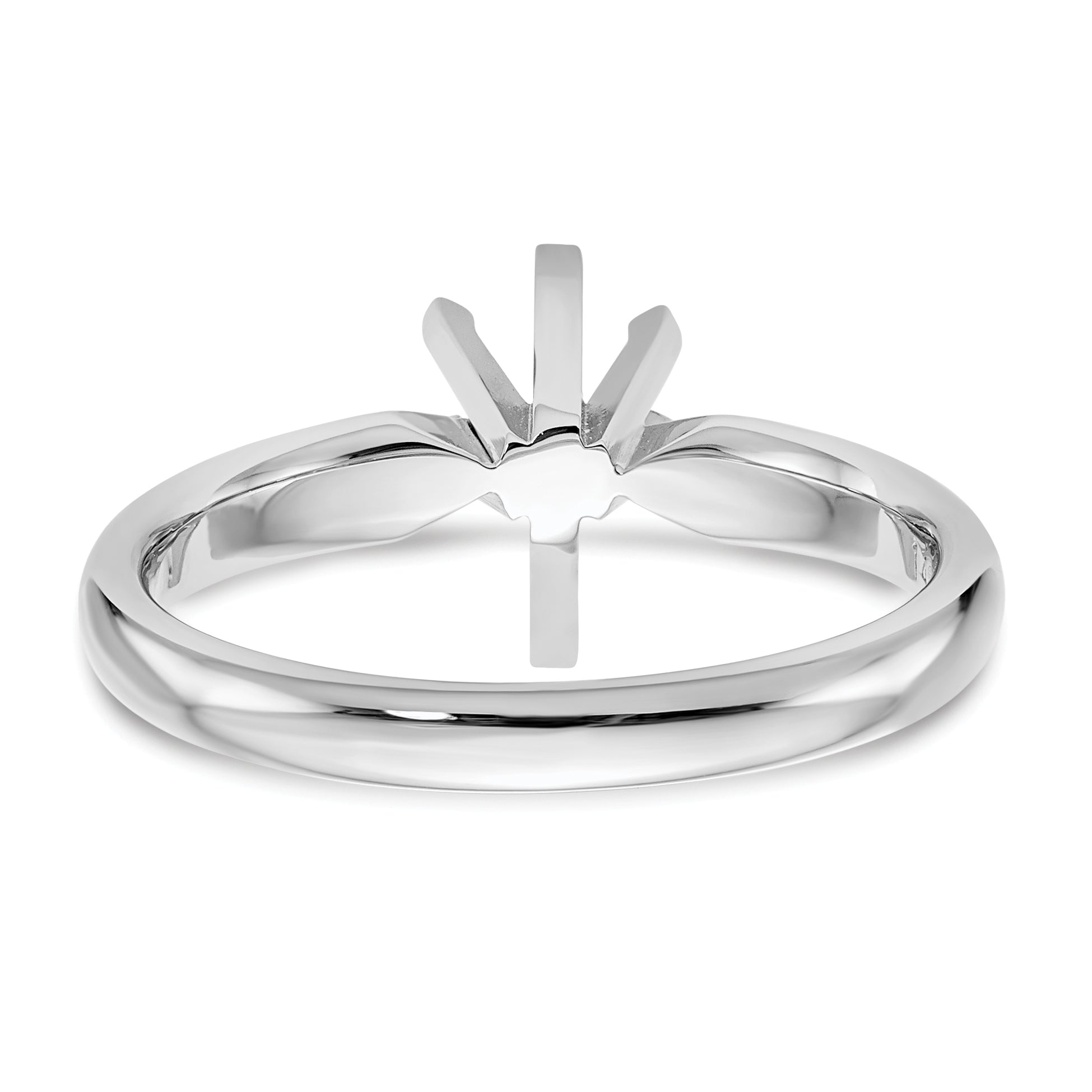 14k White Gold 2 carat Medium-Weight Comfort-Fit 6-Prong Tulip-Head Pear Solitaire Ring Mounting (No Stone Included)
