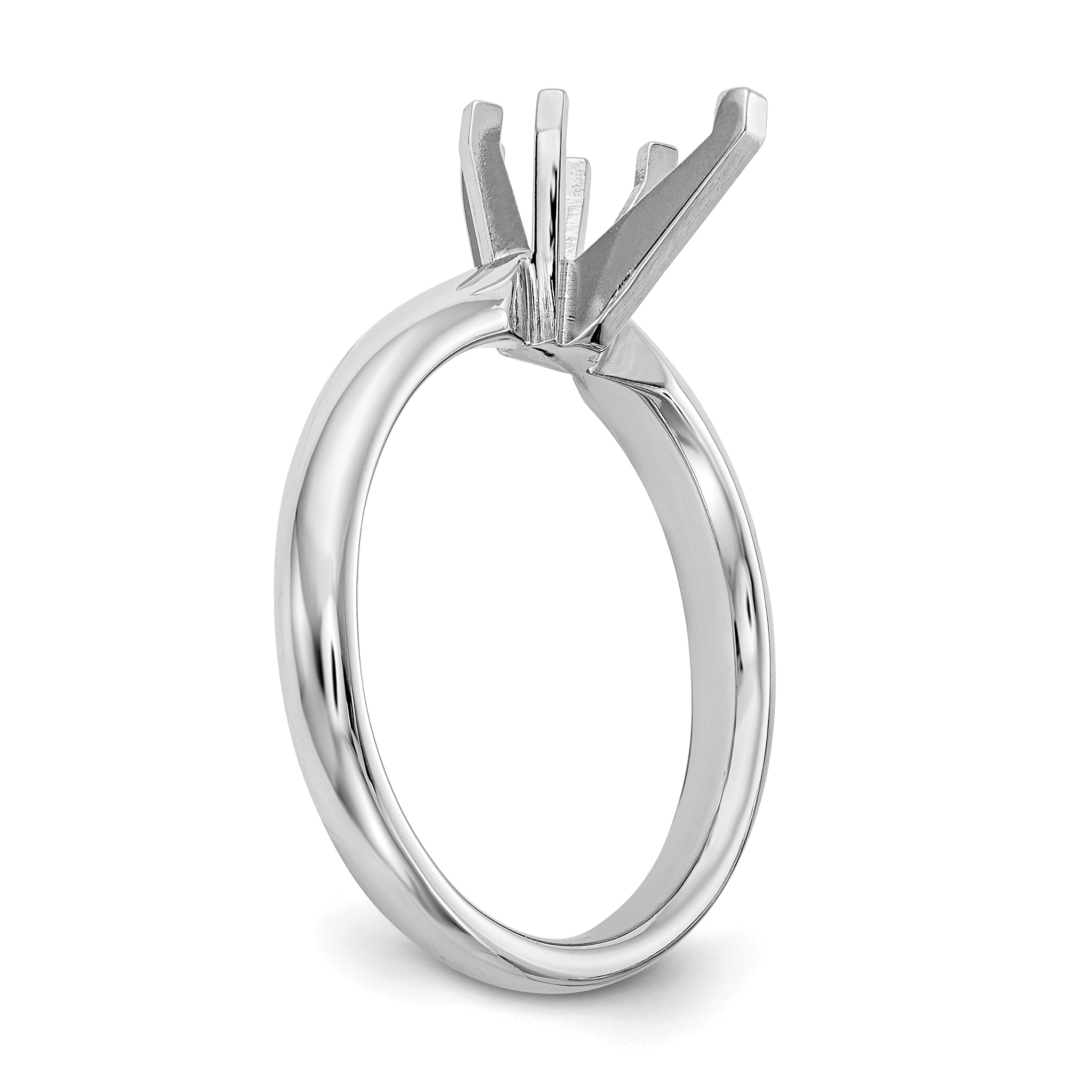 14k White Gold 1 carat Medium-Weight Comfort-Fit 6-Prong Tulip-Head Pear Solitaire Ring Mounting (No Stone Included)