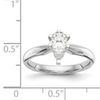14k White Gold 1 carat Medium-Weight Comfort-Fit 6-Prong Tulip-Head Pear Solitaire Ring Mounting (No Stone Included)