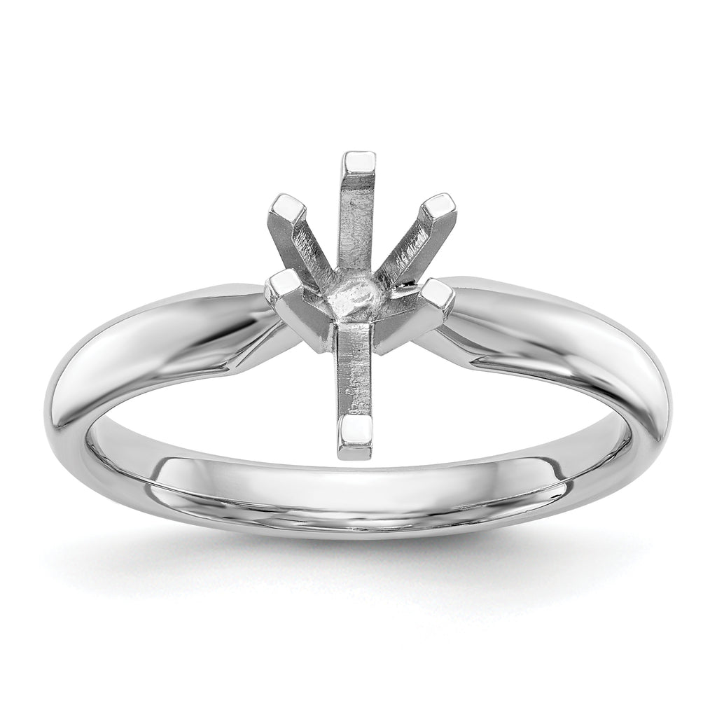 14k White Gold 1 carat Medium-Weight Comfort-Fit 6-Prong Tulip-Head Pear Solitaire Ring Mounting (No Stone Included)