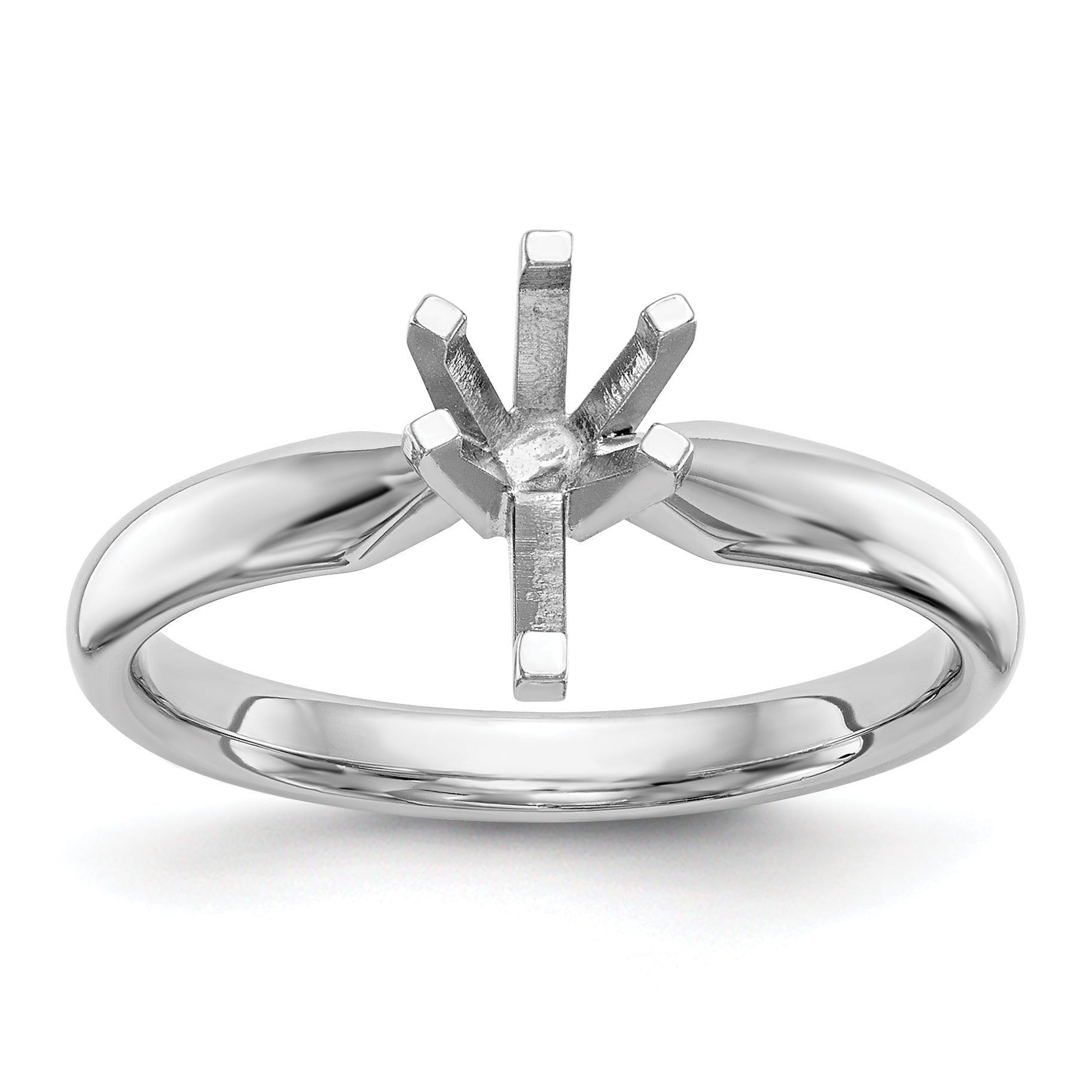 14k White Gold 1 carat Medium-Weight Comfort-Fit 6-Prong Tulip-Head Pear Solitaire Ring Mounting (No Stone Included)
