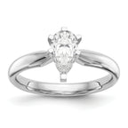 14k White Gold 3/4 carat Medium-Weight Comfort-Fit 6-Prong Tulip-Head Pear Solitaire Ring Mounting (No Stone Included)