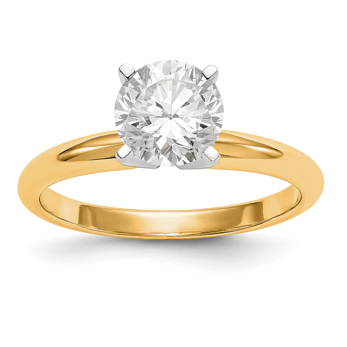 14k Two-Tone 1 carat Lightweight Half-Round 4-Prong Round Solitaire Ring Mounting (No Stone Included)