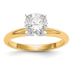 14k Two-Tone 1 carat Lightweight Half-Round 4-Prong Round Solitaire Ring Mounting (No Stone Included)