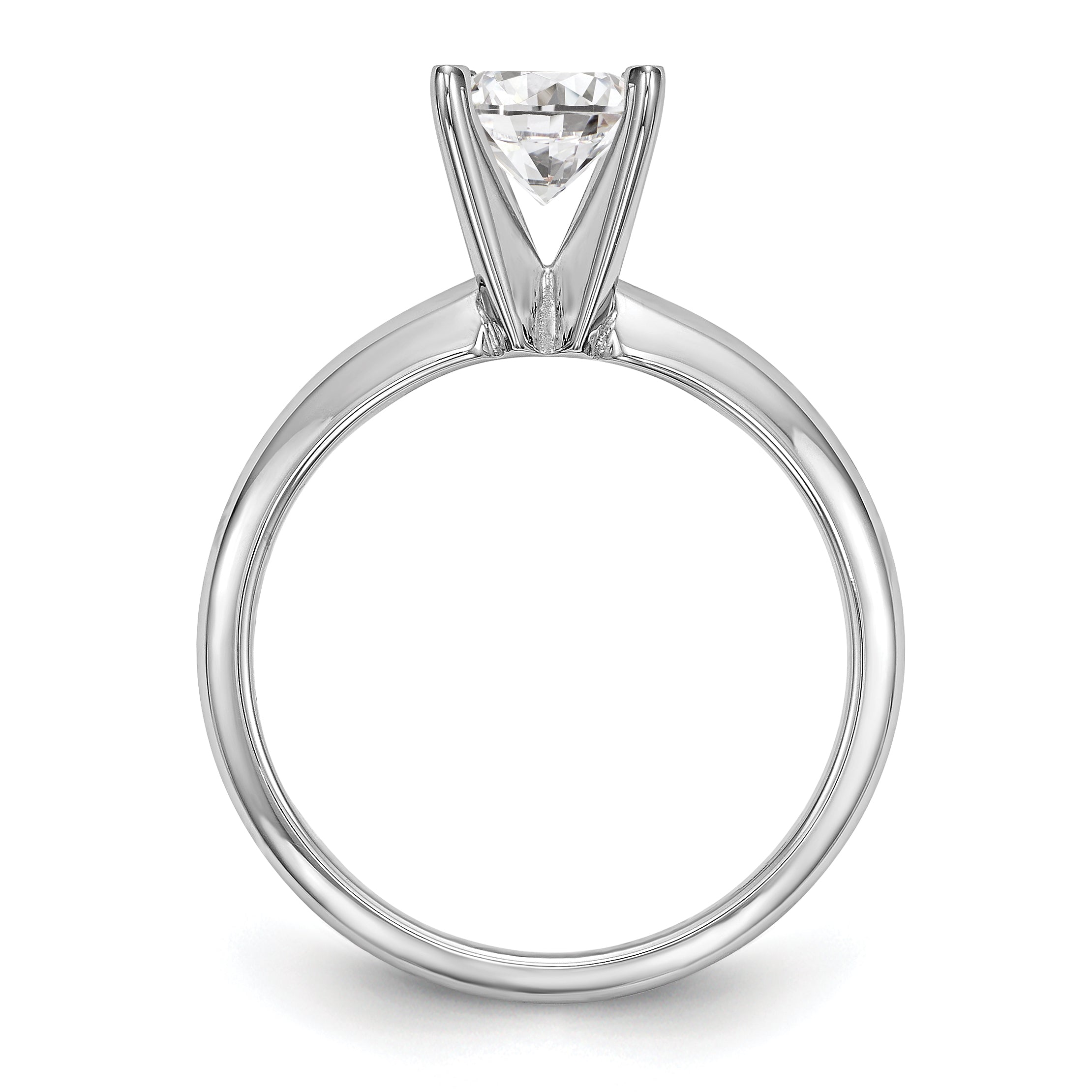 14k White Gold 1 carat Lightweight Half-Round 4-Prong Round Solitaire Ring Mounting (No Stone Included)