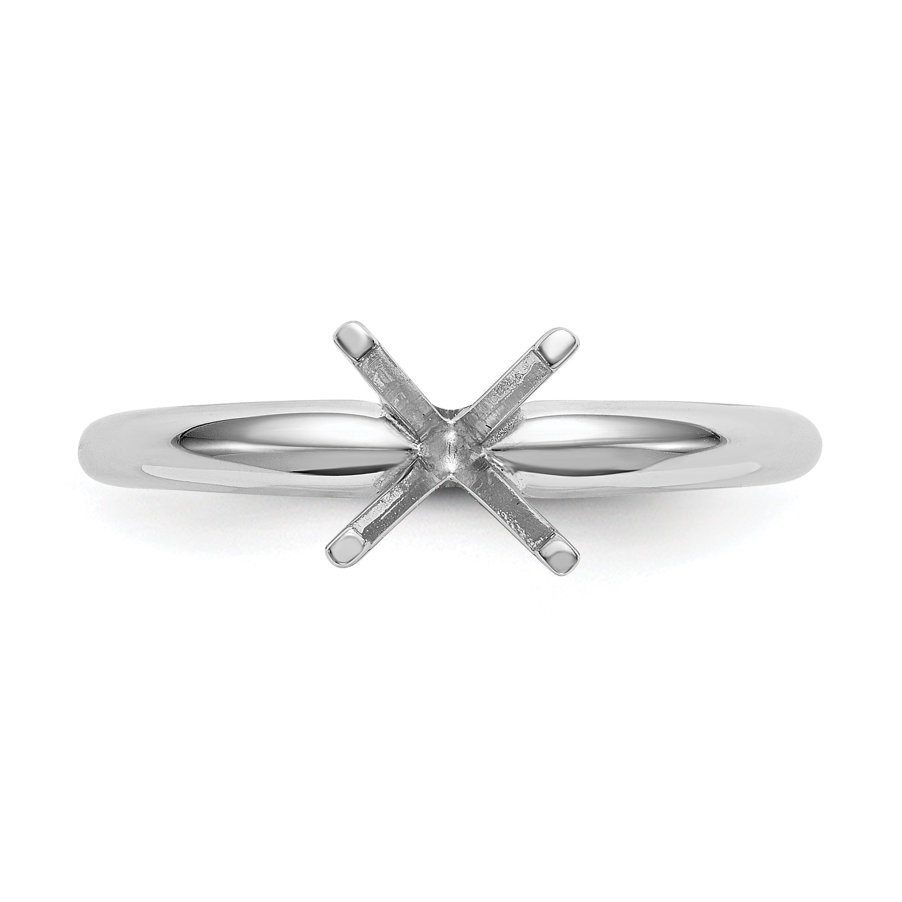 14k White Gold 2 carat Lightweight Half-Round 4-Prong Round Solitaire Ring Mounting (No Stone Included)