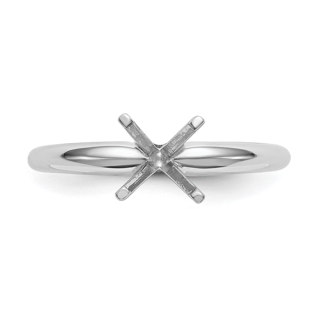 14k White Gold 5/8 carat Lightweight Half-Round 4-Prong Round Solitaire Ring Mounting (No Stone Included)