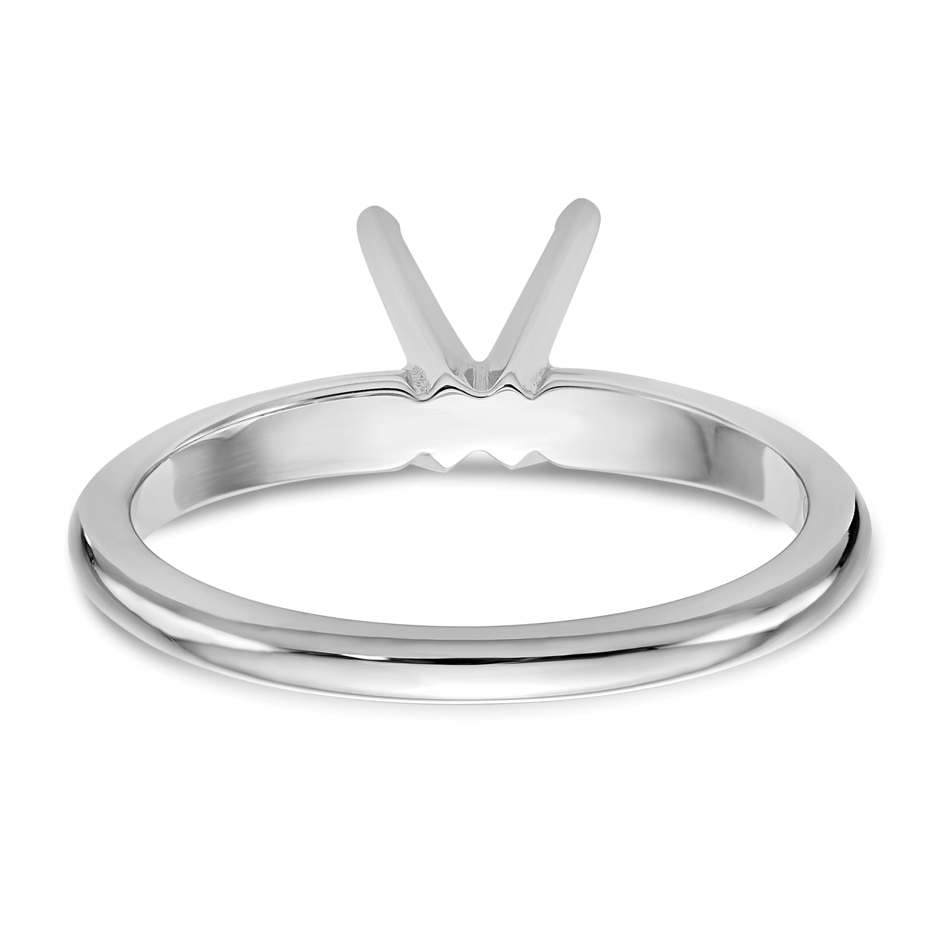 14k White Gold 1 carat Lightweight Half-Round 4-Prong Round Solitaire Ring Mounting (No Stone Included)