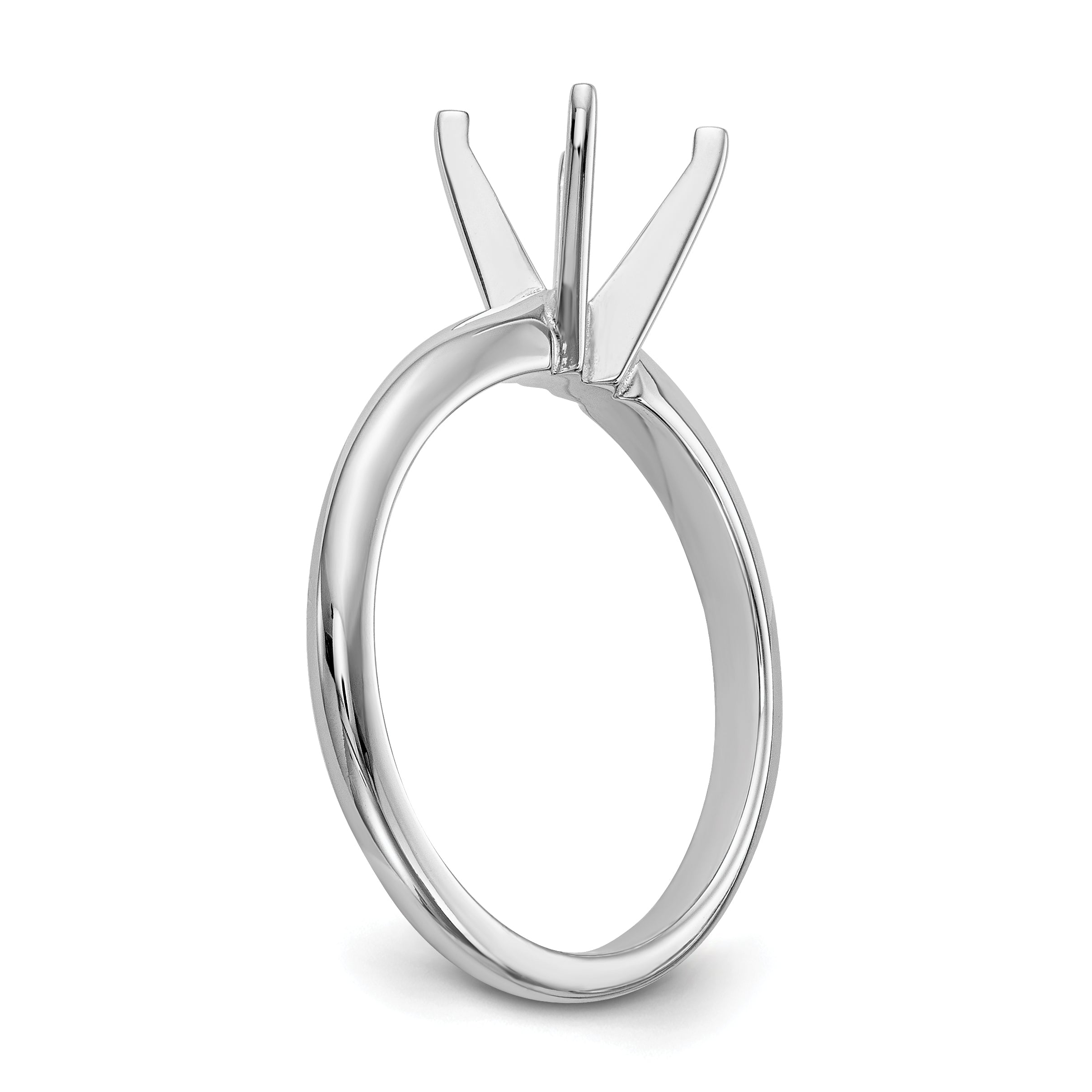 14k White Gold 1 carat Lightweight Half-Round 4-Prong Round Solitaire Ring Mounting (No Stone Included)