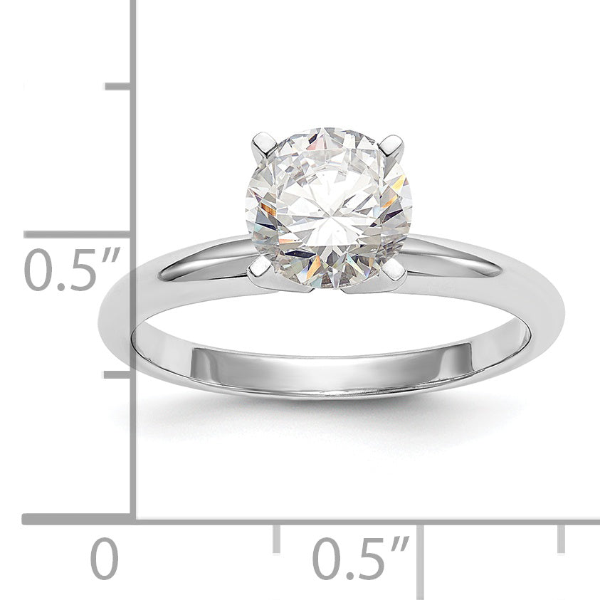 14k White Gold 1 carat Lightweight Half-Round 4-Prong Round Solitaire Ring Mounting (No Stone Included)
