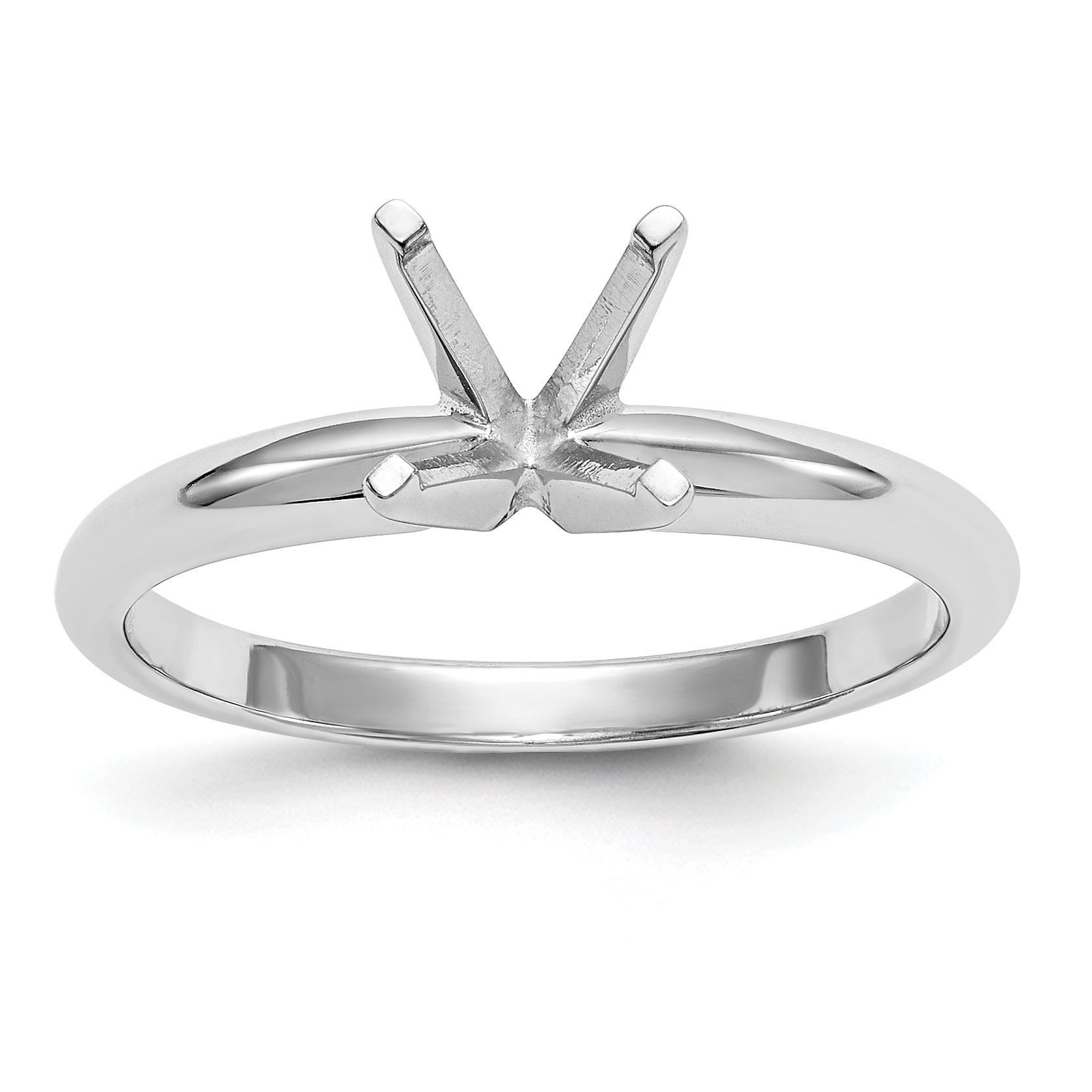 14k White Gold 1 carat Lightweight Half-Round 4-Prong Round Solitaire Ring Mounting (No Stone Included)
