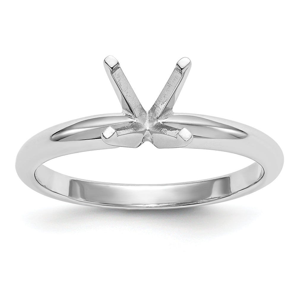 14k White Gold 1 carat Lightweight Half-Round 4-Prong Round Solitaire Ring Mounting (No Stone Included)