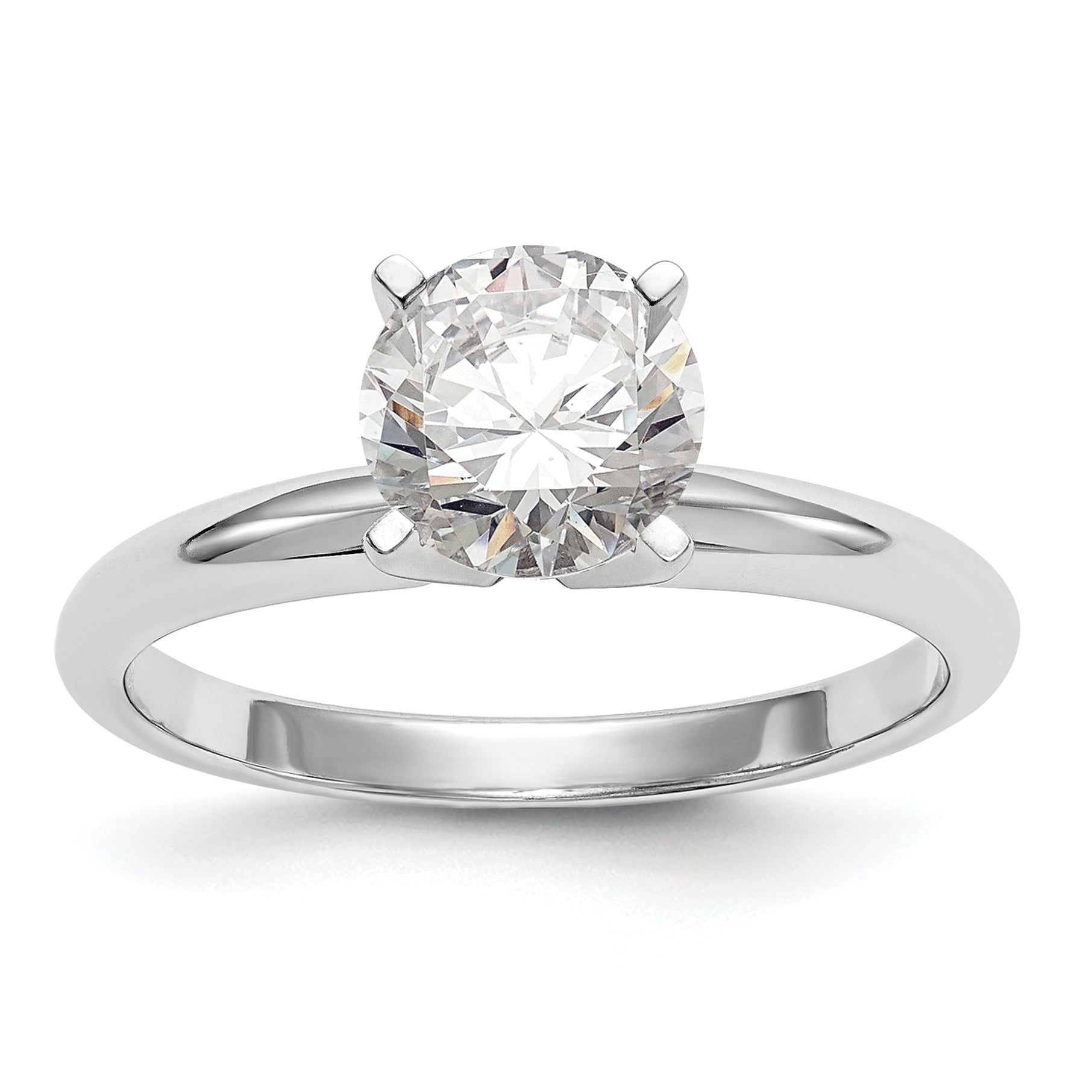 14k White Gold 1 carat Lightweight Half-Round 4-Prong Round Solitaire Ring Mounting (No Stone Included)