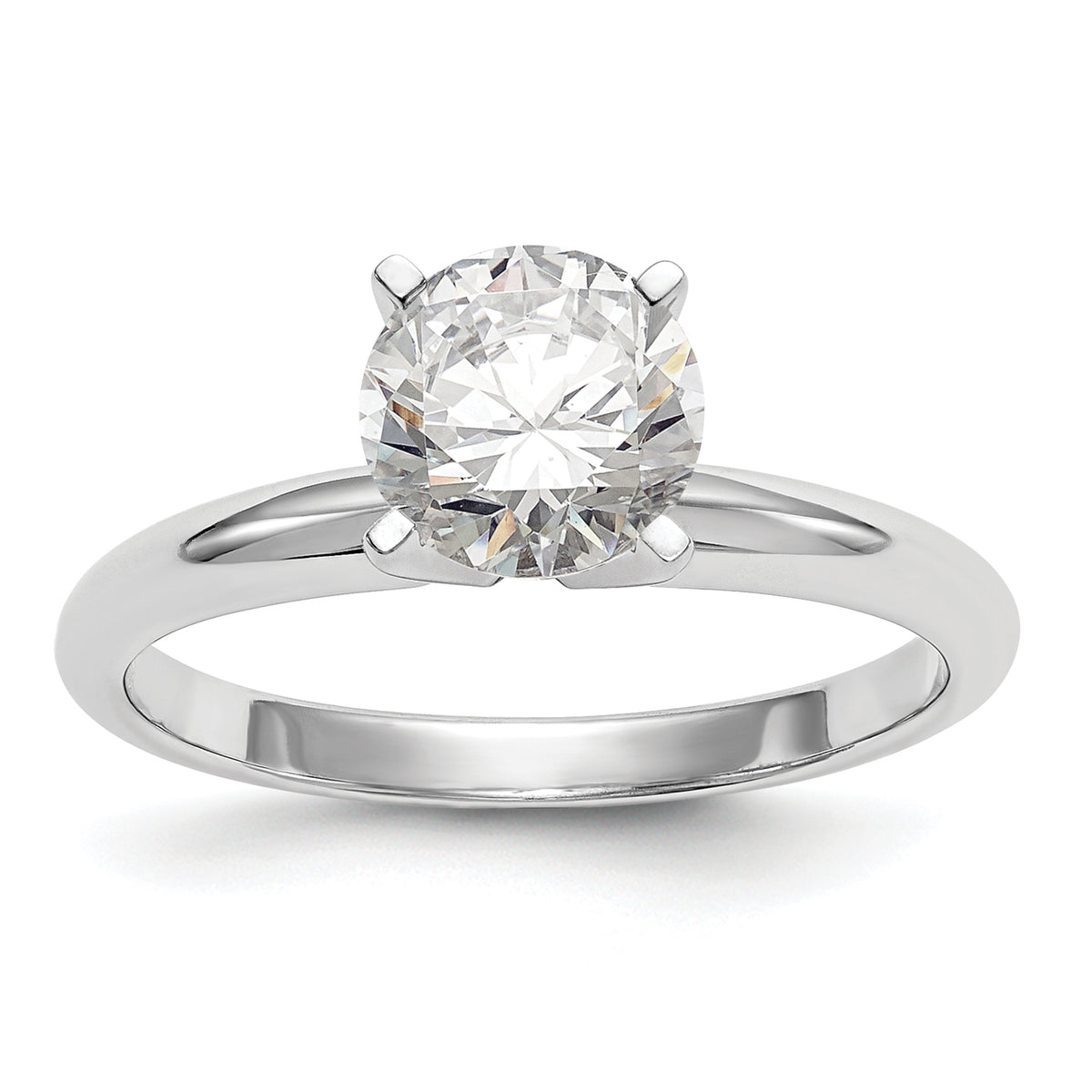 14k White Gold 1 carat Lightweight Half-Round 4-Prong Round Solitaire Ring Mounting (No Stone Included)