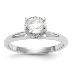 14k White Gold 1 carat Lightweight Half-Round 4-Prong Round Solitaire Ring Mounting (No Stone Included)
