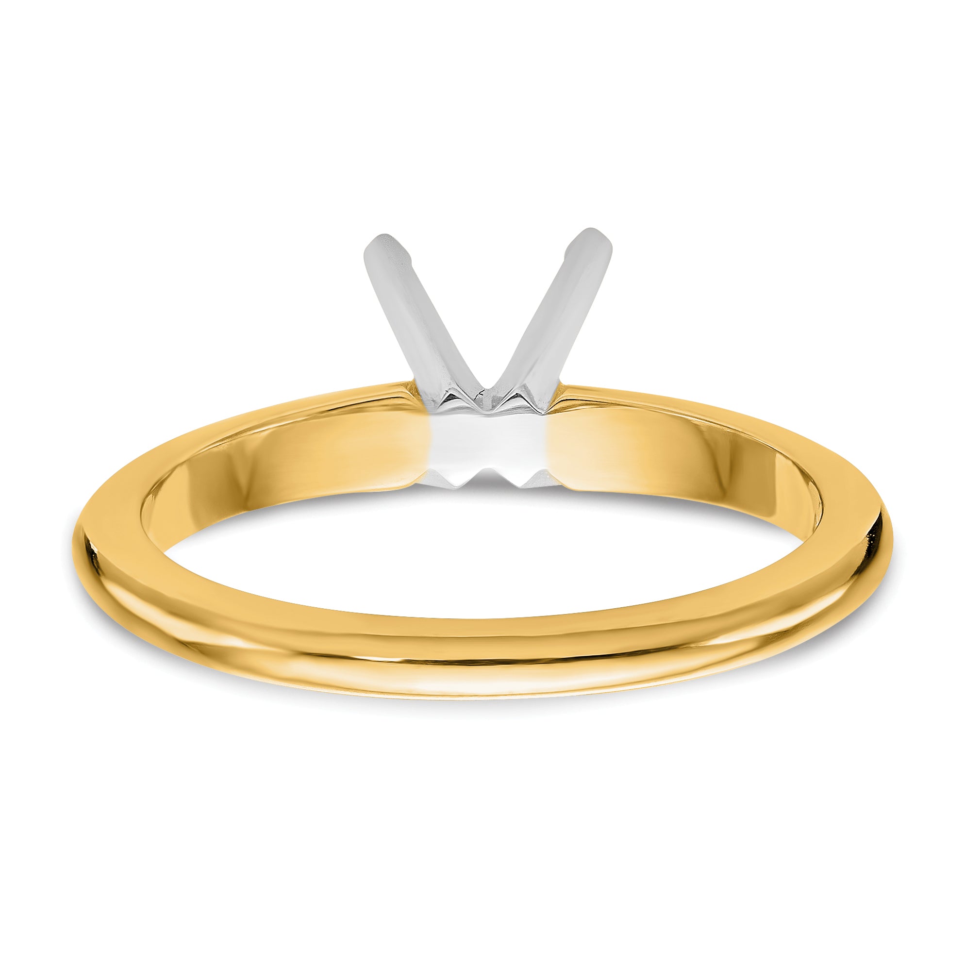 14k Two-Tone 1 carat Heavy-Weight Half-Round 4-Prong Round Solitaire Ring Mounting (No Stone Included)