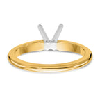 14k Two-Tone 1 carat Heavy-Weight Half-Round 4-Prong Round Solitaire Ring Mounting (No Stone Included)