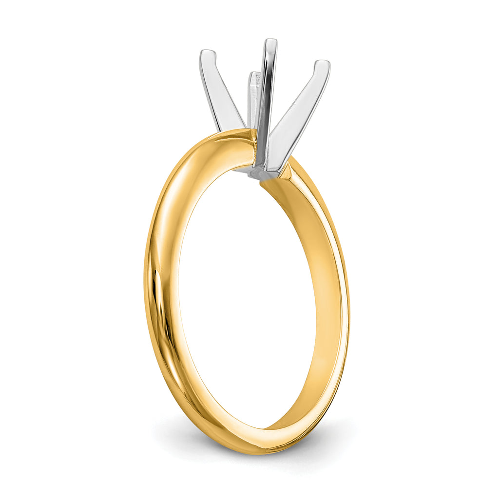 14k Two-Tone 1/3 carat Heavy-Weight Half-Round 4-Prong Round Solitaire Ring Mounting (No Stone Included)