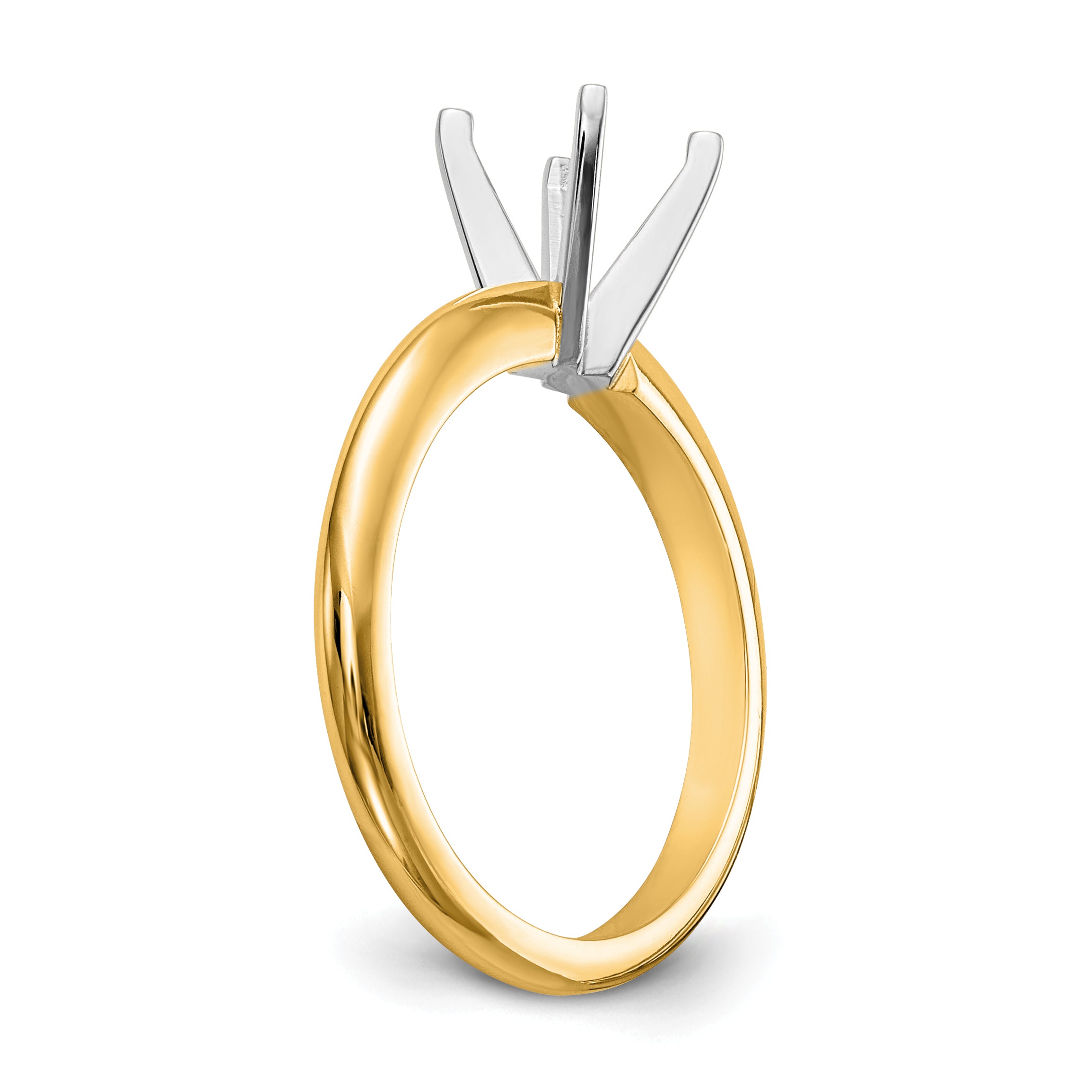 14k Two-Tone 1.25 carat Heavy-Weight Half-Round 4-Prong Round Solitaire Ring Mounting (No Stone Included)