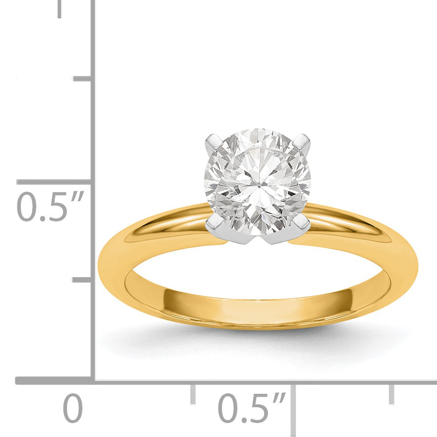 14k Two-Tone 5/8 carat Heavy-Weight Half-Round 4-Prong Round Solitaire Ring Mounting (No Stone Included)