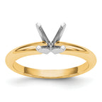 14k Two-Tone 1 carat Heavy-Weight Half-Round 4-Prong Round Solitaire Ring Mounting (No Stone Included)