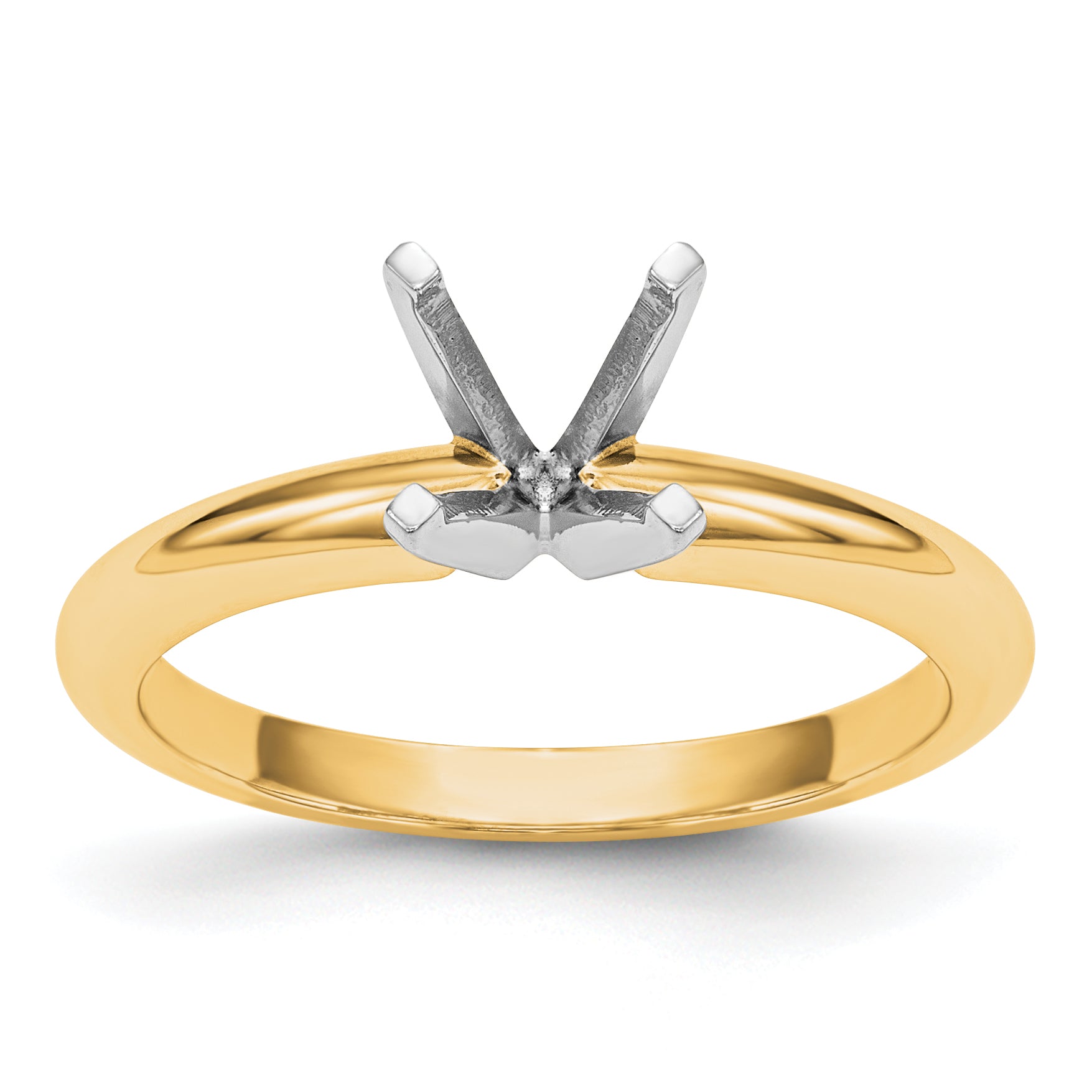14k Two-Tone 5/8 carat Heavy-Weight Half-Round 4-Prong Round Solitaire Ring Mounting (No Stone Included)