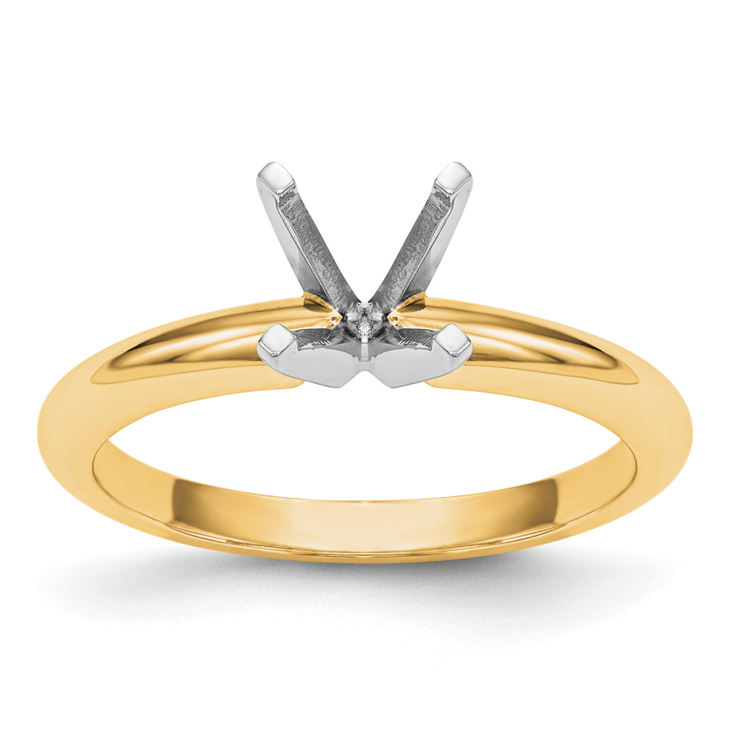14k Two-Tone 1/3 carat Heavy-Weight Half-Round 4-Prong Round Solitaire Ring Mounting (No Stone Included)