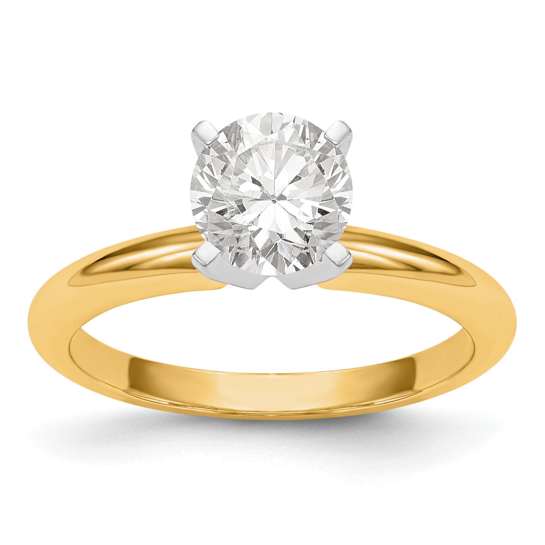 14k Two-Tone 1 carat Heavy-Weight Half-Round 4-Prong Round Solitaire Ring Mounting (No Stone Included)