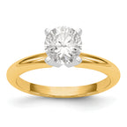 14k Two-Tone 1 carat Heavy-Weight Half-Round 4-Prong Round Solitaire Ring Mounting (No Stone Included)