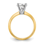 14k Two-Tone 3/4 carat Lightweight Knife Edge/Half-Round 4-Prong Round Solitaire Ring Mounting (No Stone Included)