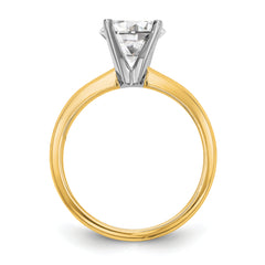 14k Two-Tone 1 carat Lightweight Knife Edge/Half-Round 4-Prong Round Solitaire Ring Mounting (No Stone Included)