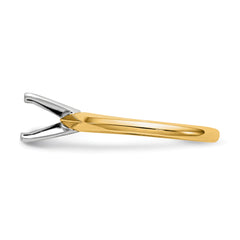 14k Two-Tone 1 carat Lightweight Knife Edge/Half-Round 4-Prong Round Solitaire Ring Mounting (No Stone Included)