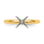 14k Two-Tone 5/8 carat Lightweight Knife Edge/Half-Round 4-Prong Round Solitaire Ring Mounting (No Stone Included)