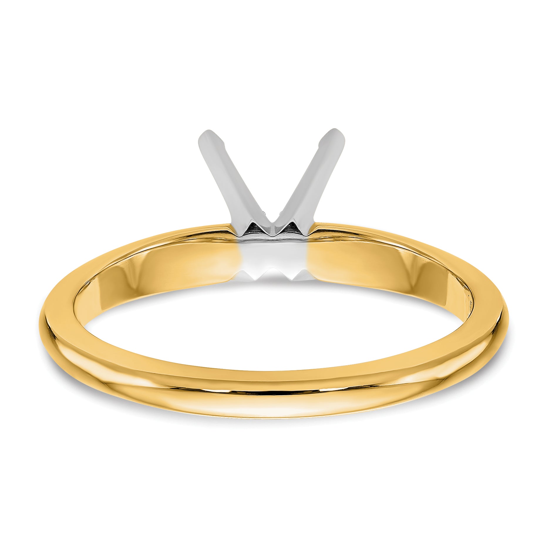 14k Two-Tone 1 carat Lightweight Knife Edge/Half-Round 4-Prong Round Solitaire Ring Mounting (No Stone Included)